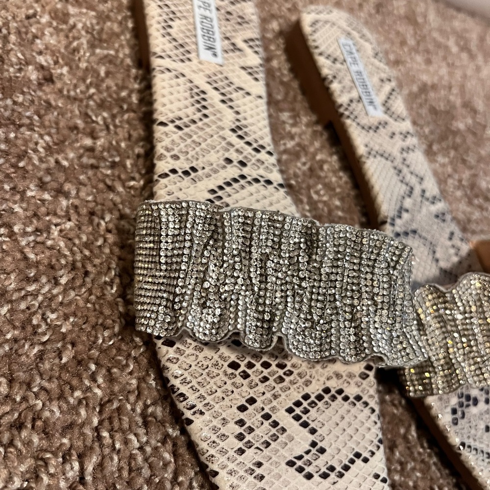 Cape Robbin Rhinestone Snakeskin Slide Sandals